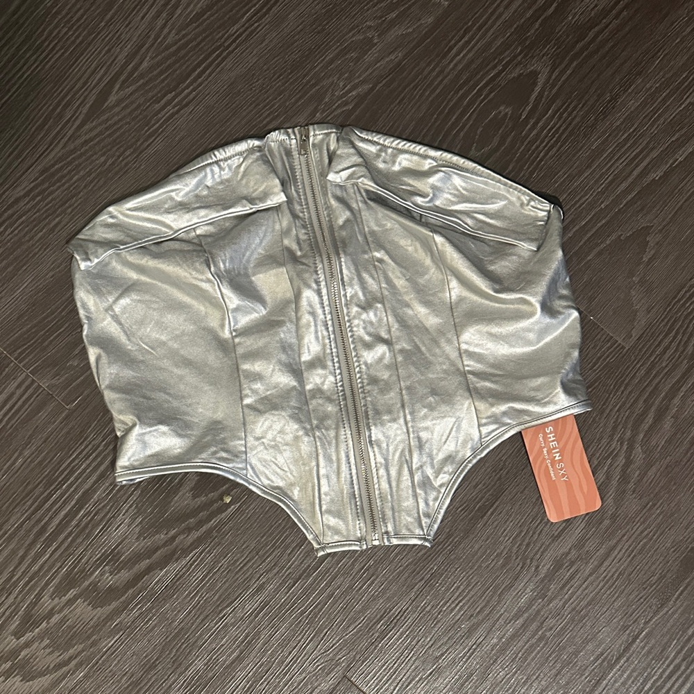 Silver Metallic Corset Top